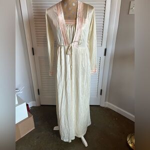 Vintage Gilead Cream and Pink nightgown and robe chemise, lingerie